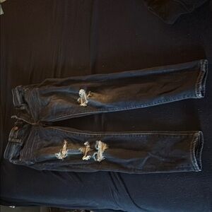 American Eagle Outfitters Blue Skinny Jeans with Modern Distressing